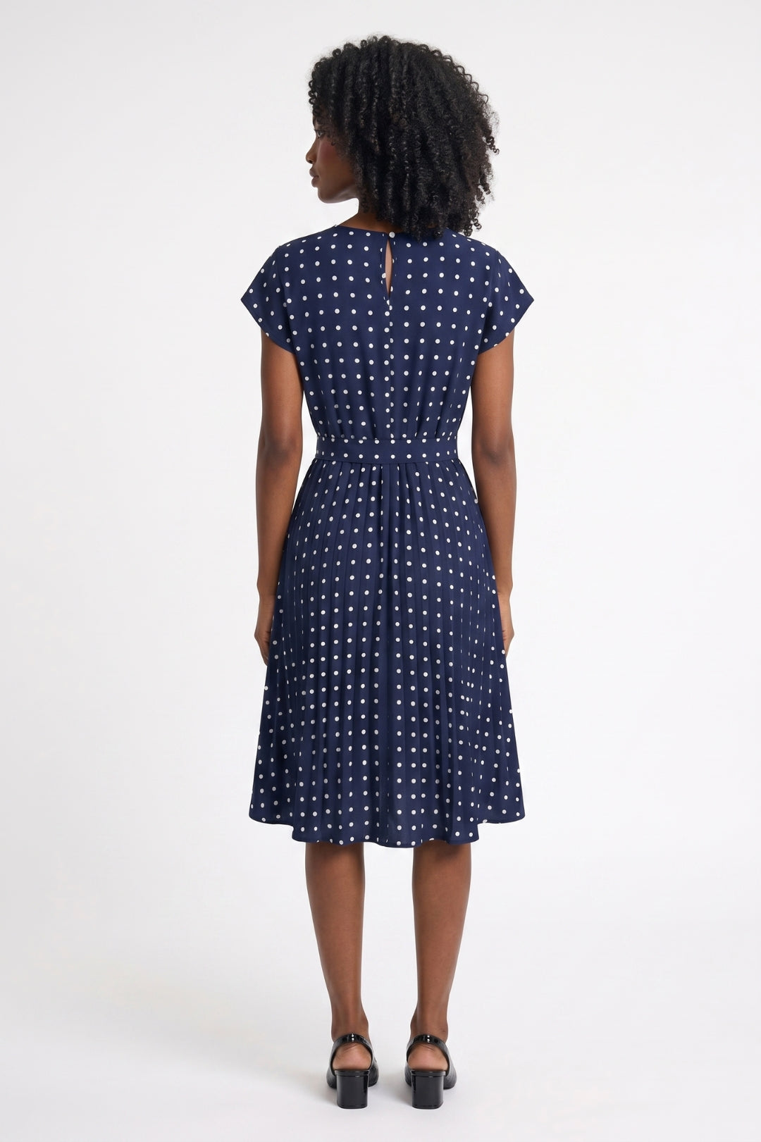 Midi Dress Women - Polka Dot Belted | Cap Sleeve Round Neck