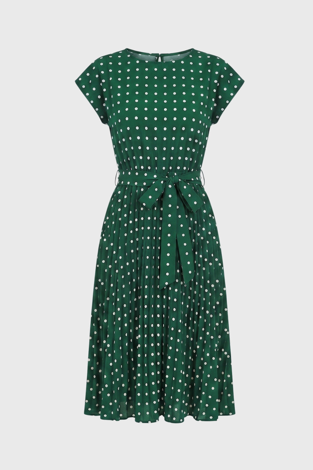 Midi Dress Women - Polka Dot Belted | Cap Sleeve Round Neck