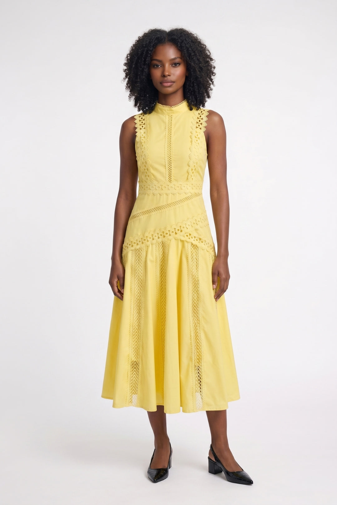 Midi Dress Women - Sleeveless Detail | High Neck Elegant