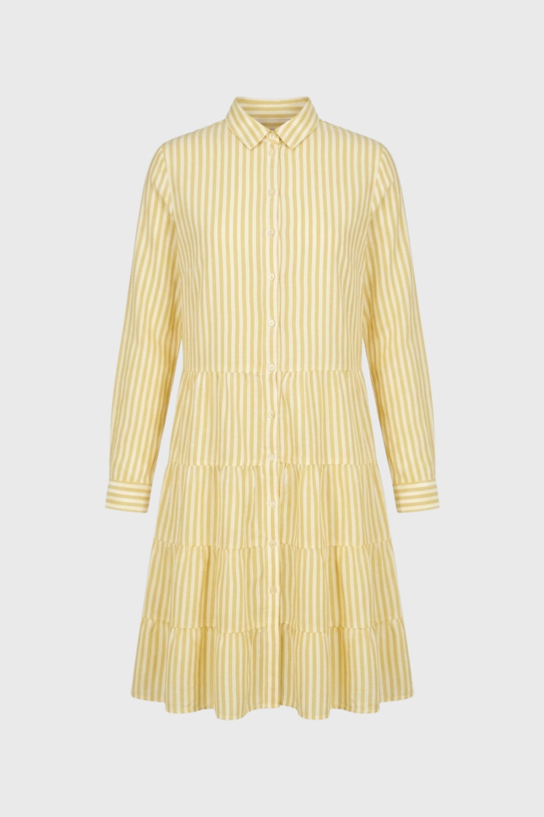 Midi Dress Women - Striped Button-Down | Tiered Collar Design