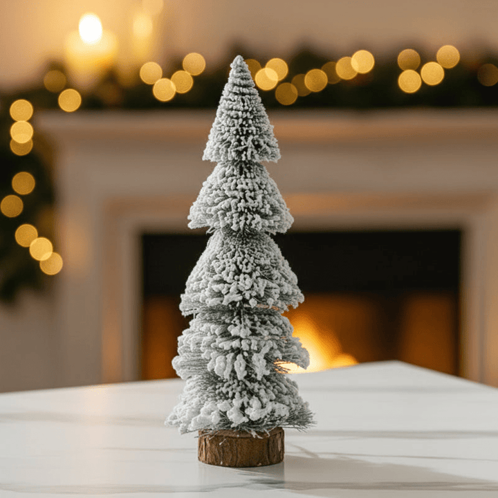 Mini Flocked Cedar Tree | Snow-Covered Artificial Christmas Decoration | Tabletop Holiday Accent