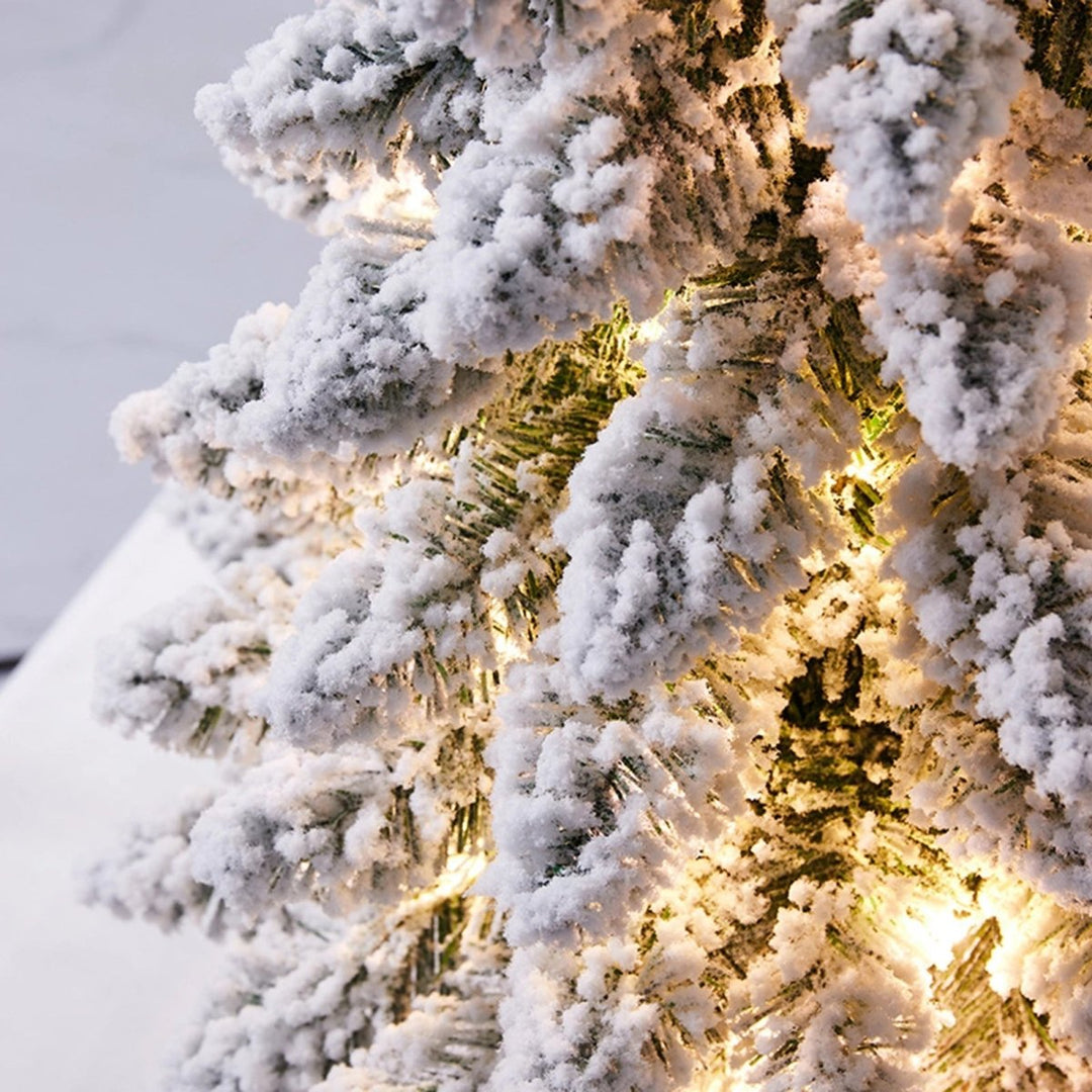 Mini LED Christmas Tree | Frosted Snow-Covered PVC Branches | Warm White Lights | 17.72-Inch Tabletop Decor