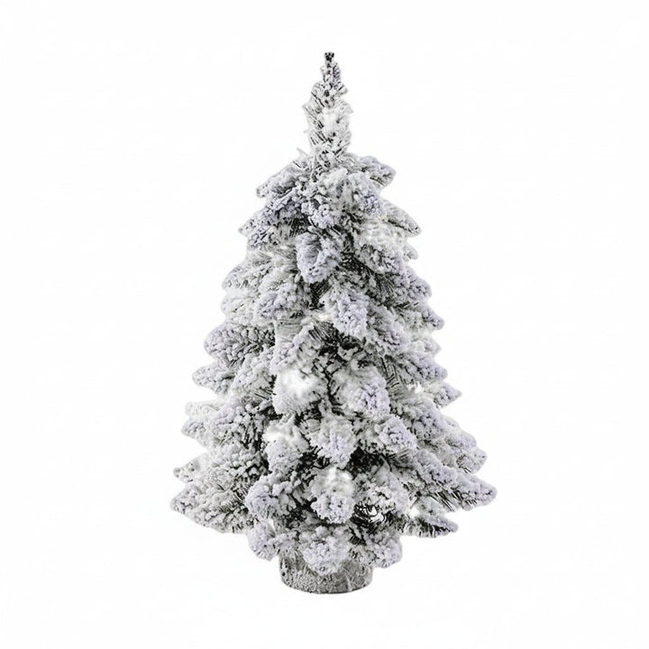 Mini LED Christmas Tree | Frosted Snow-Covered PVC Branches | Warm White Lights | 17.72-Inch Tabletop Decor
