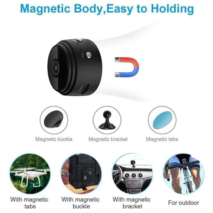 Mini WiFi Camera | 1080P HD Recording | Magnetic Security Camera with Night Vision &amp; Motion Monitoring