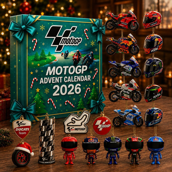 Motorcycle Racing Advent Calendar 2026 | 24 Racing-Themed Ornament Surprises | Holiday Countdown Collection