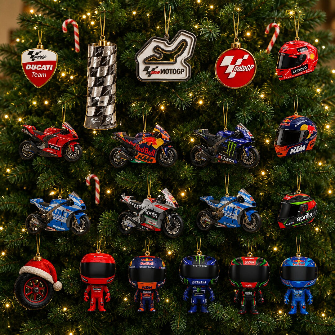 Motorcycle Racing Advent Calendar 2026 | 24 Racing-Themed Ornament Surprises | Holiday Countdown Collection