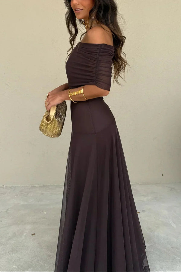 Naomi - Elegant Women's Wedding Guest Dress with One Shoulder Neck and Flowing Maxi Skirt