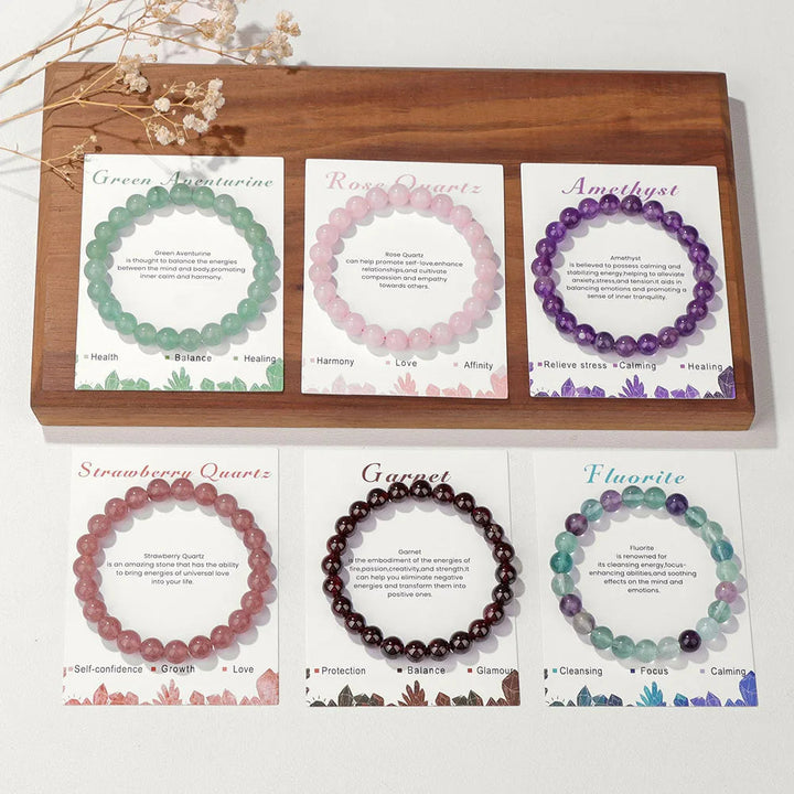 Natural Crystal Bracelet | 8mm Beads | Stretch-Fit Spiritual-Inspired Jewelry