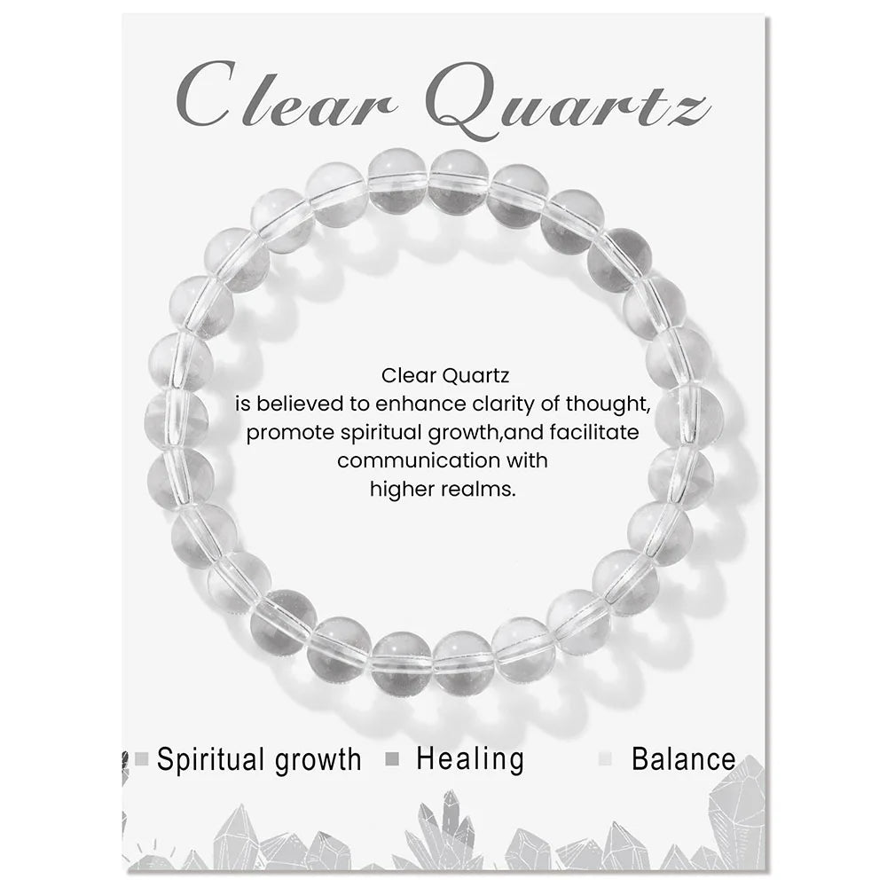 Natural Crystal Bracelet | 8mm Beads | Stretch-Fit Spiritual-Inspired Jewelry