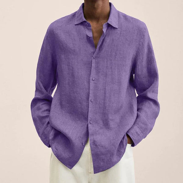 Noah - Smart Men's Linen Shirt with Classic Collar and Long Sleeves for Summer