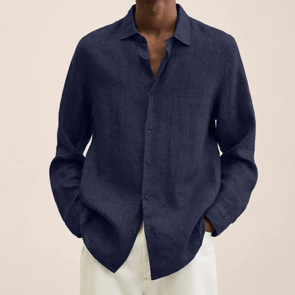 Noah - Smart Men's Linen Shirt with Classic Collar and Long Sleeves for Summer