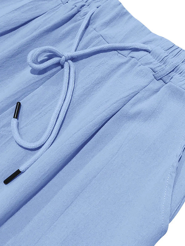 Noah - Casual Men's Linen Pants with Drawstring Waist and Tapered Leg