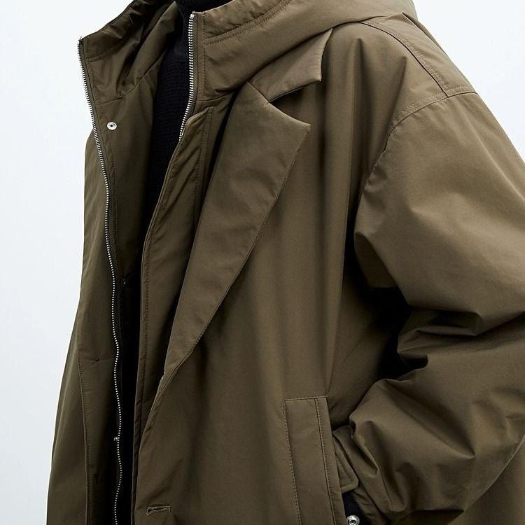 Owen - Men’s winter parka jacket with waterproof hood and long button front