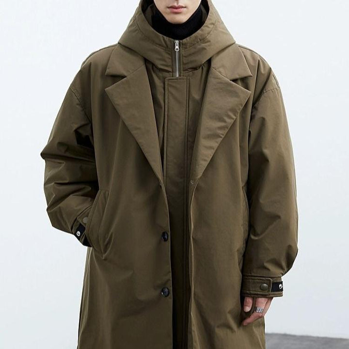 Owen - Men’s winter parka jacket with waterproof hood and long button front