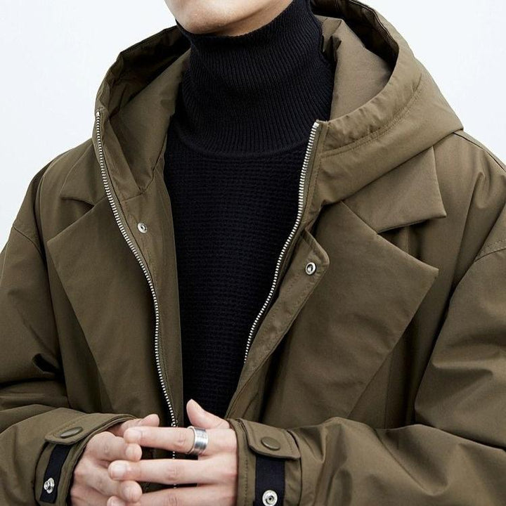 Owen - Men’s winter parka jacket with waterproof hood and long button front