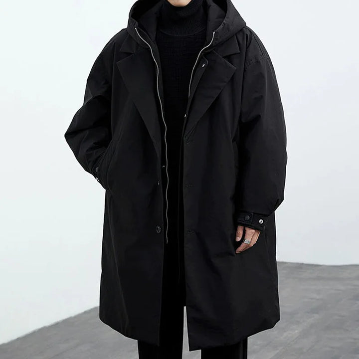 Owen - Men’s winter parka jacket with waterproof hood and long button front