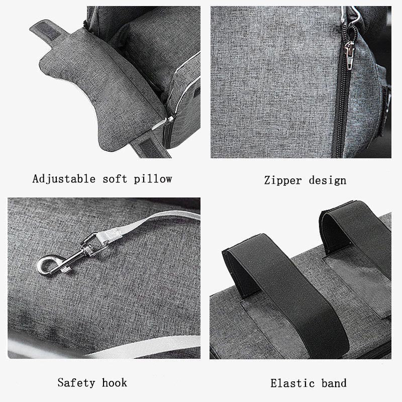 Pet Car Seat Console Booster | Elevated Travel Carrier | Safety Strap &amp; Breathable Mesh
