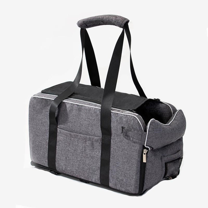 Pet Car Seat Console Booster | Elevated Travel Carrier | Safety Strap &amp; Breathable Mesh