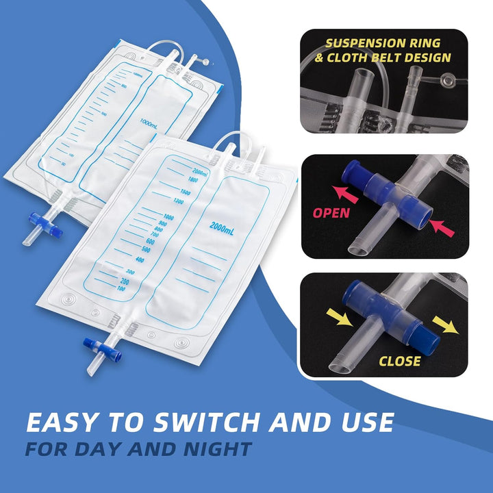 Portable Reusable Urine Collection System | Wearable Design | Adjustable Straps with 39" Drainage Tube