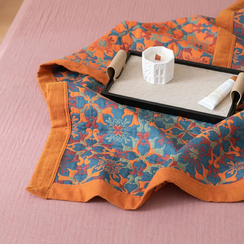 Quilt Blanket | Six-Layer Cotton Construction | Blue Patterned Design | 94.5 in Length