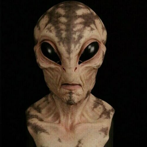 Realistic Alien Mask | Full Head Latex &amp; Silicone Costume Mask | Adult Halloween Cosplay
