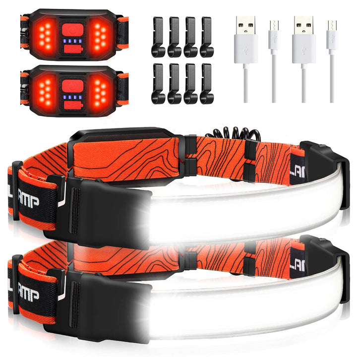 Rechargeable Headlamp | 1000 Lumens | 230° Wide Beam Waterproof LED Light 2-Pack