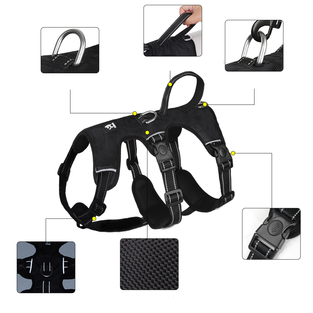 Reflective No-Pull Dog Harness | Escape-Resistant Adjustable Design | Comfortable Walking Vest