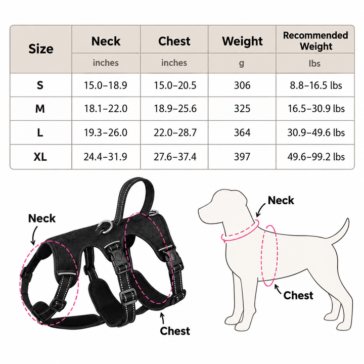 Reflective No-Pull Dog Harness | Escape-Resistant Adjustable Design | Comfortable Walking Vest