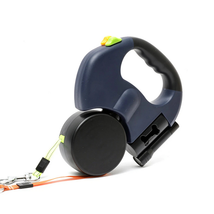Retractable Dual Dog Leash | Tangle-Free 360° Swivel Design | LED Light for Safe Night Walks