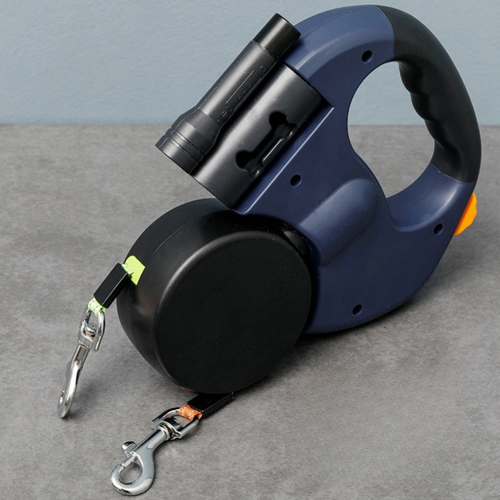 Retractable Dual Dog Leash | Tangle-Free 360° Swivel Design | LED Light for Safe Night Walks