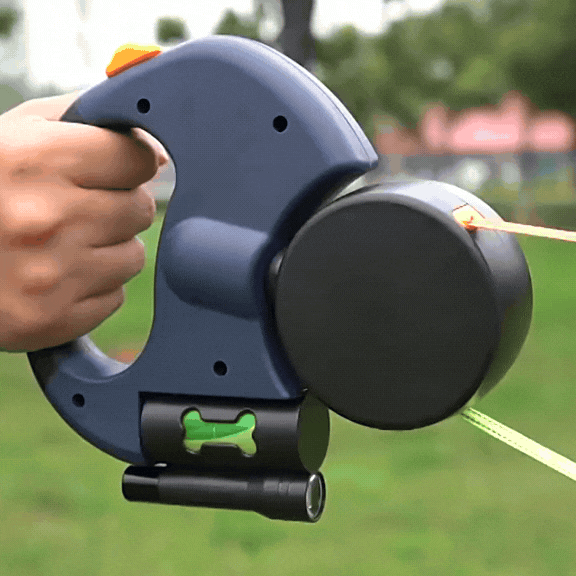 Retractable Dual Dog Leash | Tangle-Free 360° Swivel Design | LED Light for Safe Night Walks