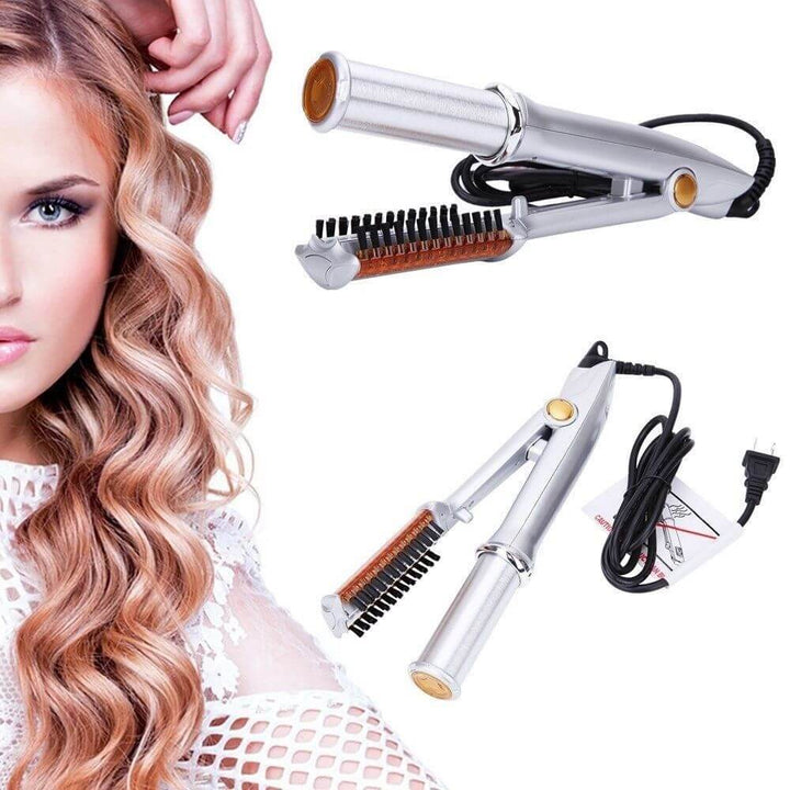 Rotating Hair Styler | 2-in-1 Curling Iron &amp; Straightener | Tourmaline Ceramic Barrel with Ionic Technology