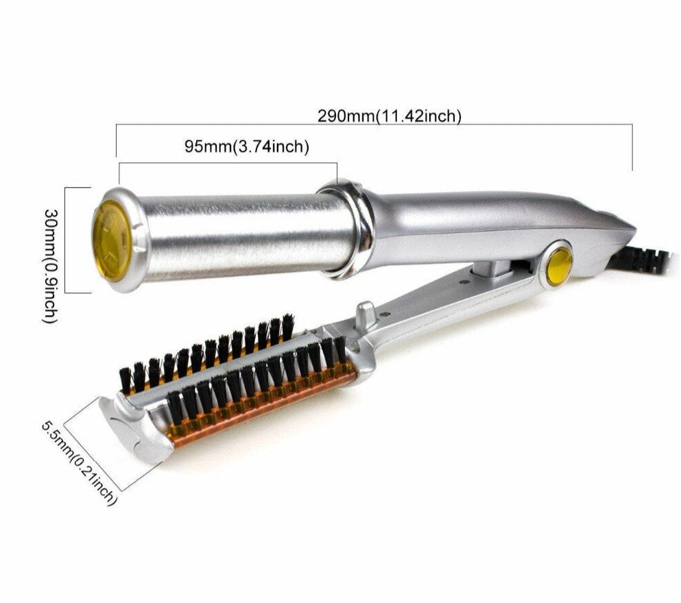 Rotating Hair Styler | 2-in-1 Curling Iron &amp; Straightener | Tourmaline Ceramic Barrel with Ionic Technology