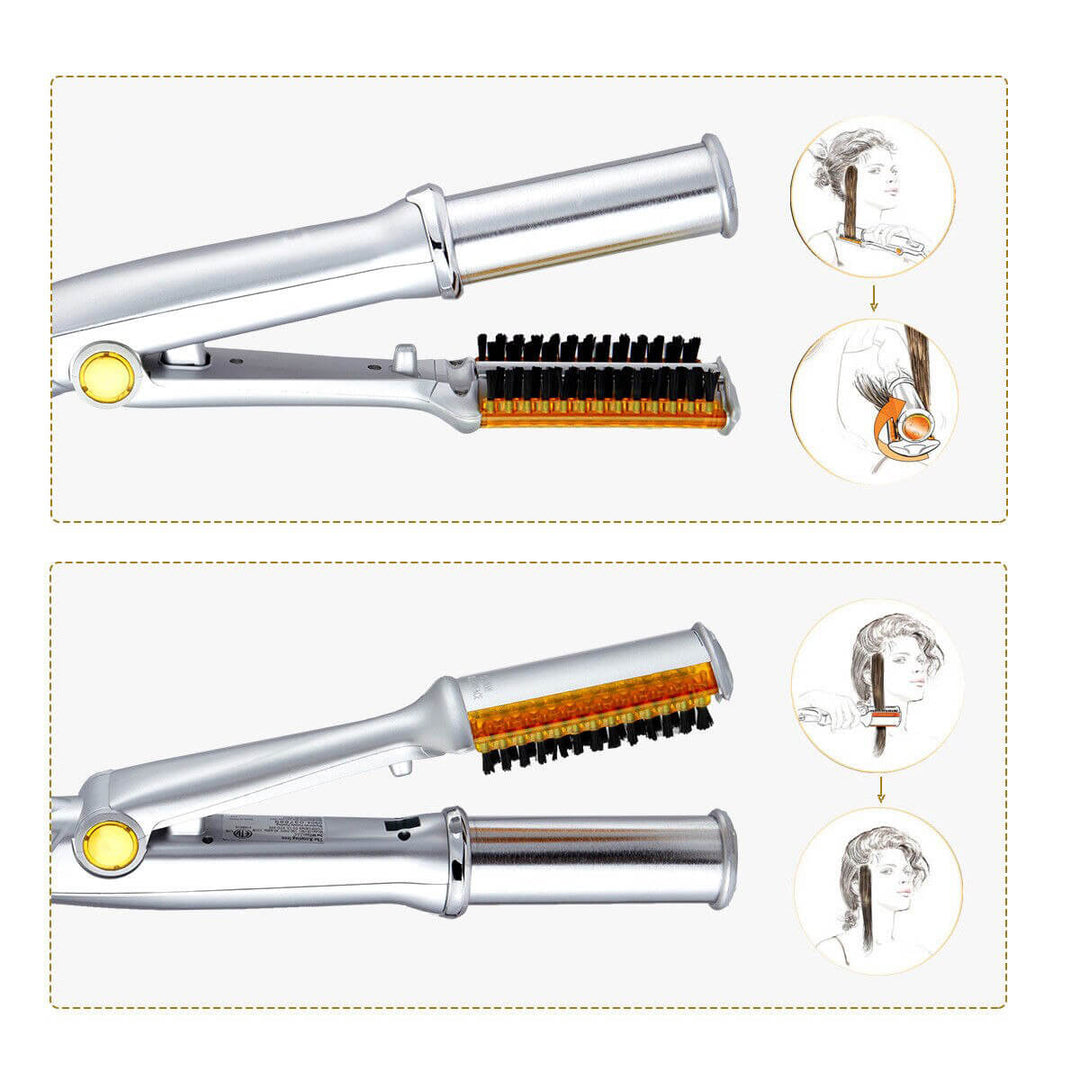 Rotating Hair Styler | 2-in-1 Curling Iron &amp; Straightener | Tourmaline Ceramic Barrel with Ionic Technology
