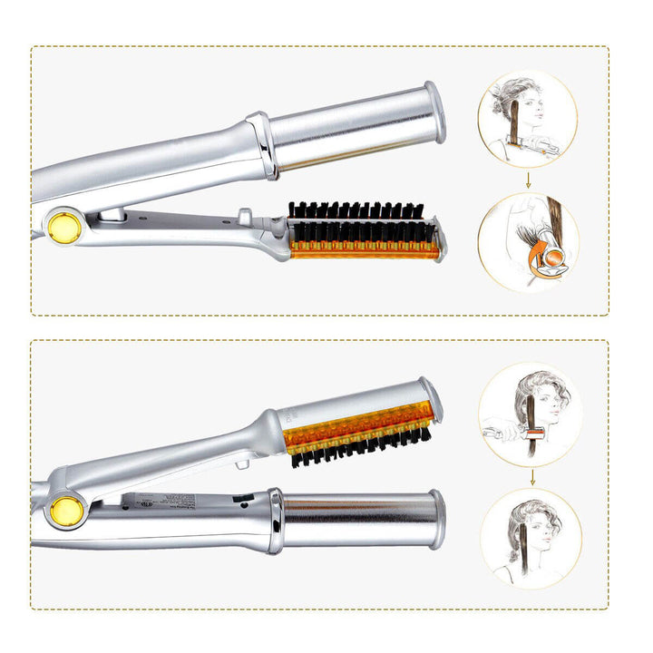 Rotating Hair Styler | 2-in-1 Curling Iron &amp; Straightener | Tourmaline Ceramic Barrel with Ionic Technology