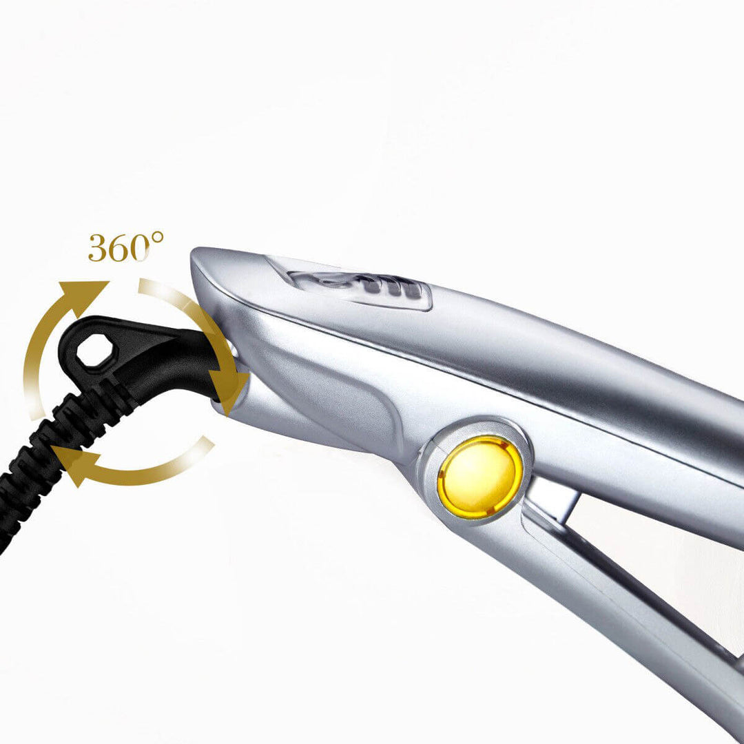 Rotating Hair Styler | 2-in-1 Curling Iron &amp; Straightener | Tourmaline Ceramic Barrel with Ionic Technology