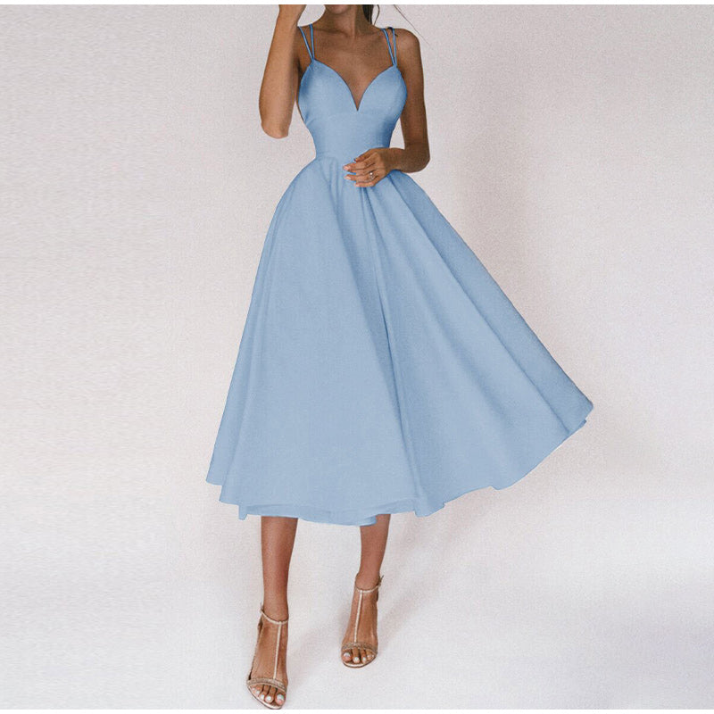 Scarlett - Elegant Women's Wedding Guest Midi Dress with Sweetheart Neckline and Full Skirt