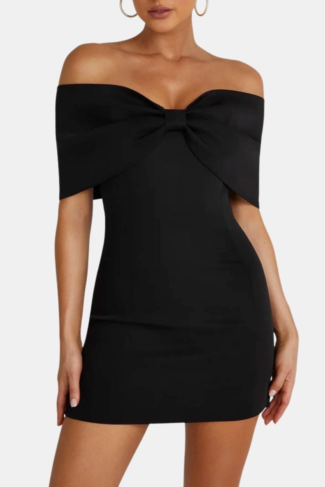 Scarlett - Sexy Women's Wedding Guest Dress with Off-Shoulder Bow and Bodycon Fit