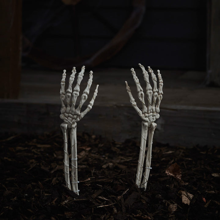 Skeleton Hand Stake Lights | 2-Piece Halloween Garden Lights | 40 LED Outdoor Decoration