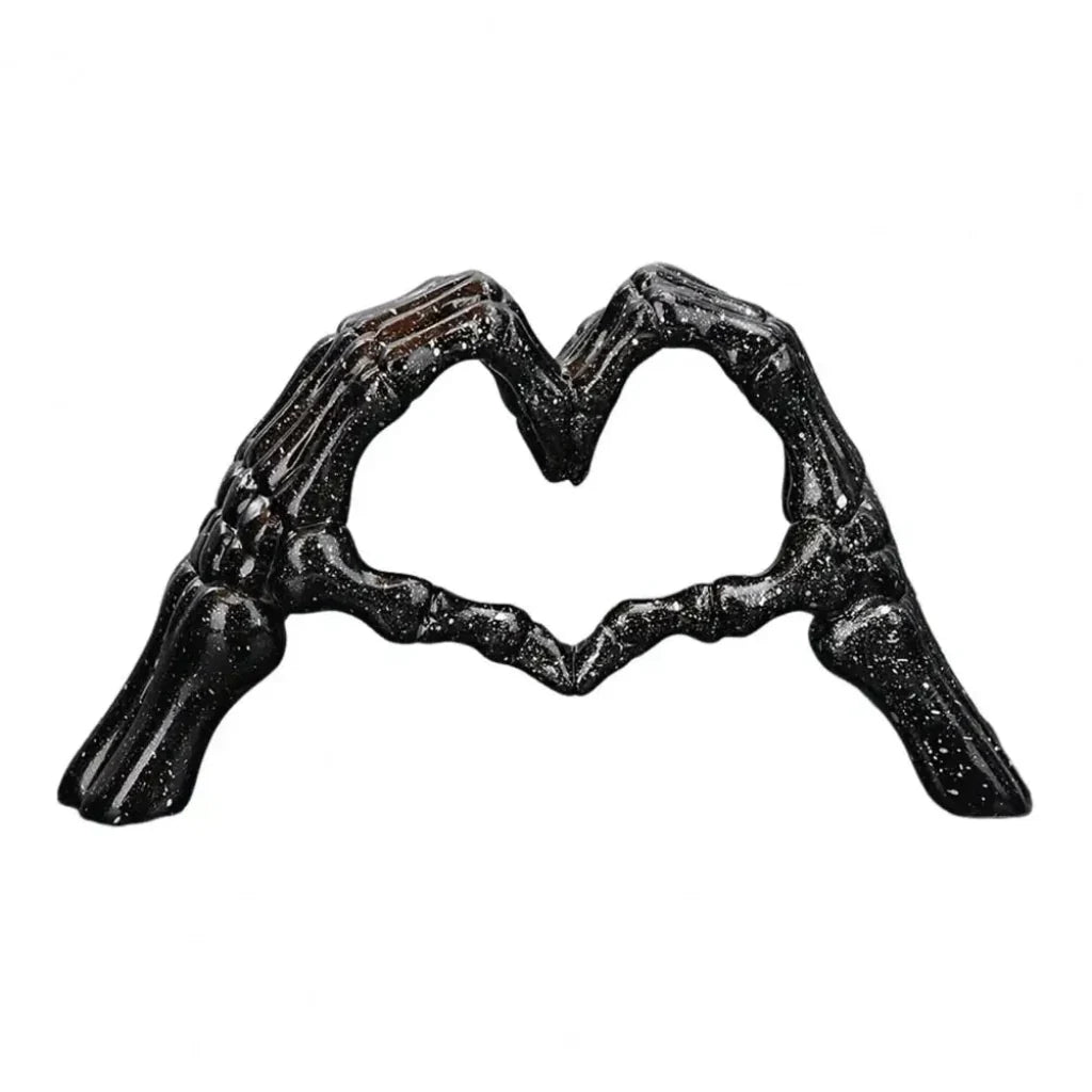 Skeleton Heart Sculpture | Gothic Halloween Table Decor | Decorative Skeleton Hand Accent