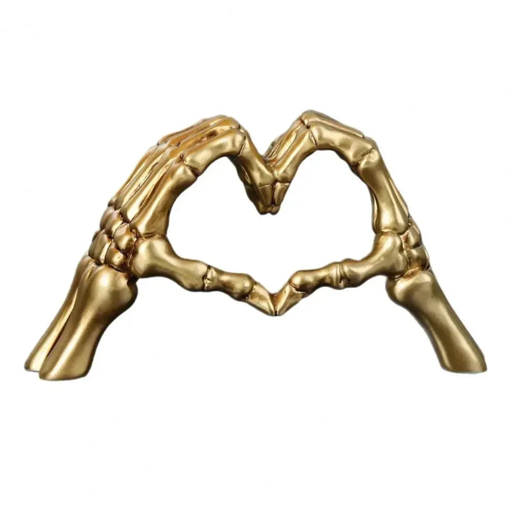 Skeleton Heart Sculpture | Gothic Halloween Table Decor | Decorative Skeleton Hand Accent
