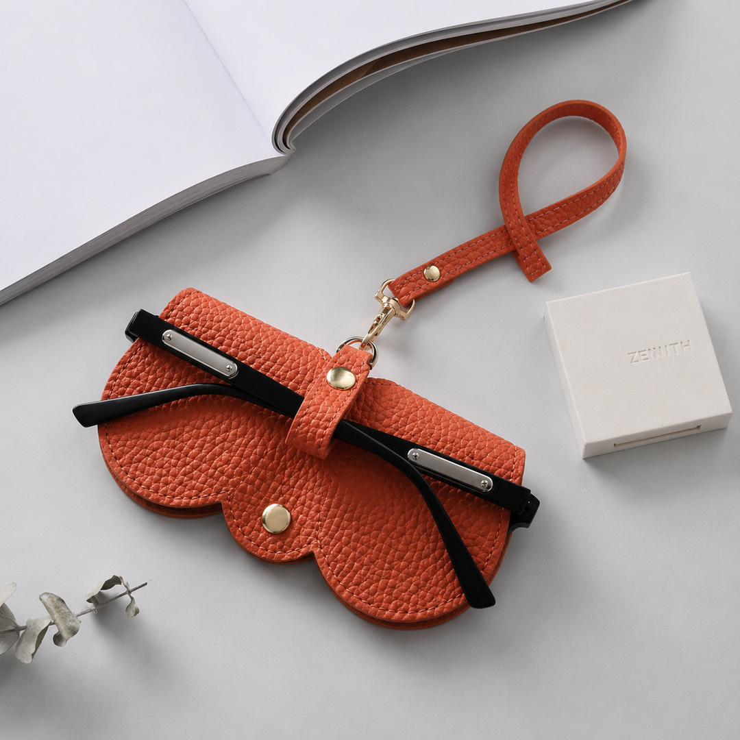 Slim Eyeglass Case | PU Leather Glasses Sleeve with Snap Closure | Protective Pouch for Reading &amp; Sunglasses
