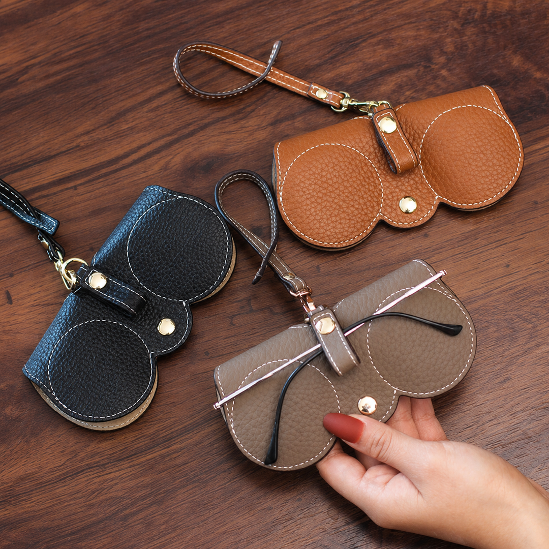 Slim Eyeglass Case | PU Leather Glasses Sleeve with Snap Closure | Protective Pouch for Reading &amp; Sunglasses
