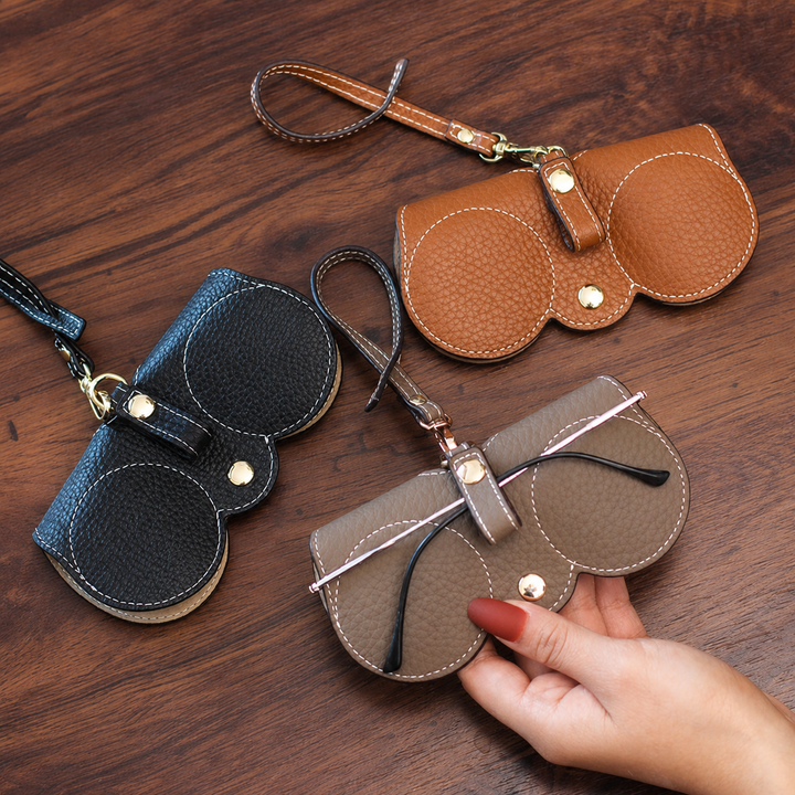 Slim Eyeglass Case | PU Leather Glasses Sleeve with Snap Closure | Protective Pouch for Reading &amp; Sunglasses