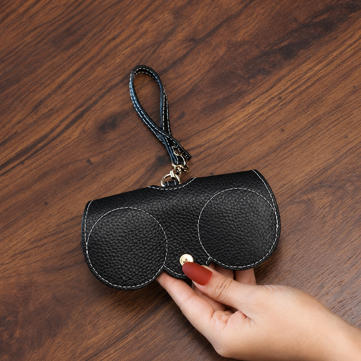 Slim Eyeglass Case | PU Leather Glasses Sleeve with Snap Closure | Protective Pouch for Reading &amp; Sunglasses