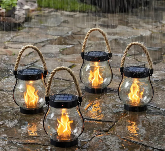 Solar Lantern | Realistic Flickering Flame Effect | Weather-Resistant Outdoor Light 11" x 5"