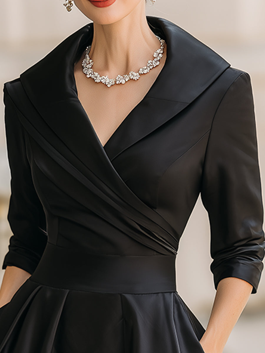 Sophia - Elegant Women's Wedding Guest Dress with Full A-Line Skirt and Wrap Bodice