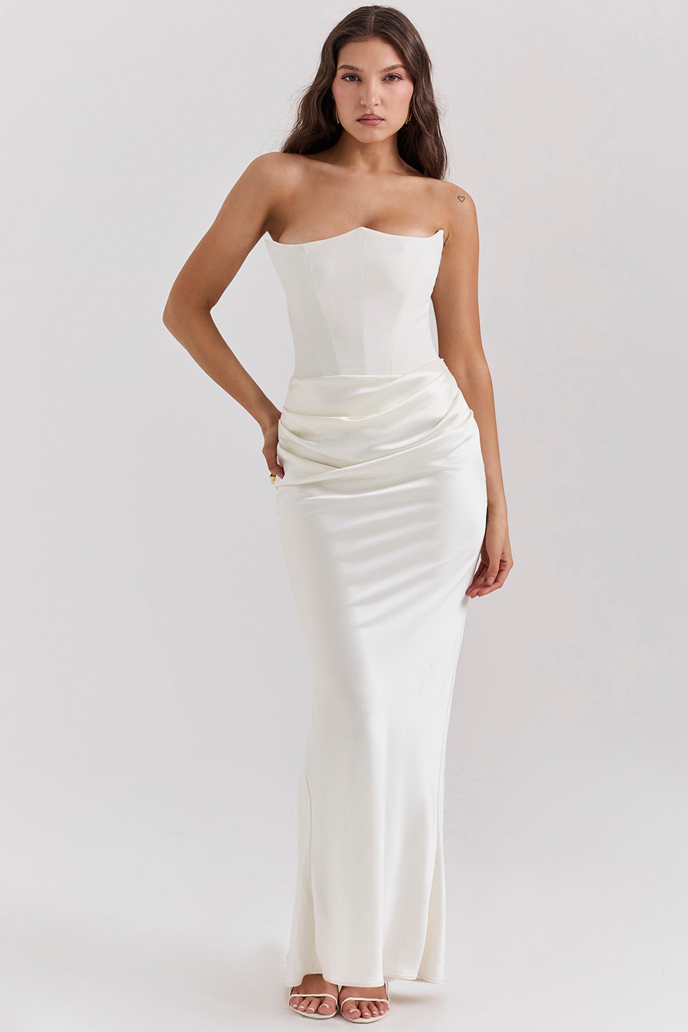 Sophia - Glamorous Women's Wedding Guest Maxi Dress with Corset Bodice and Draped Waist