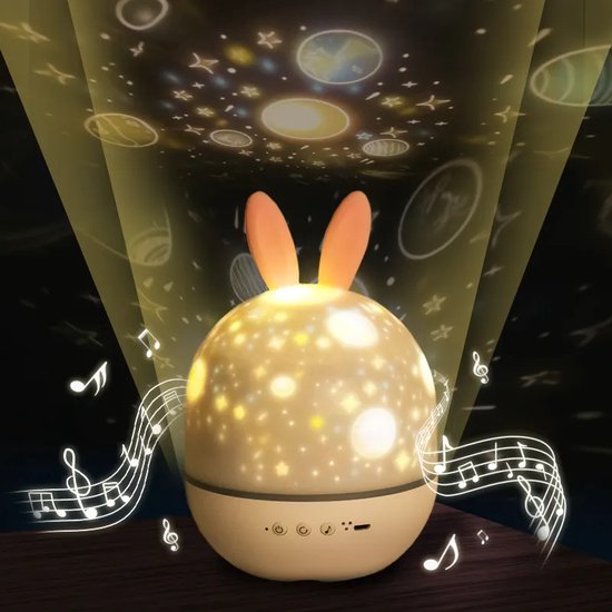Star Projector Night Light | Galaxy Projection &amp; Soothing Music | USB Rechargeable | Remote Control