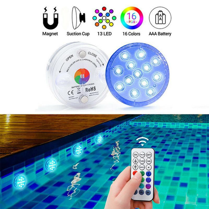 Submersible LED Pool Light | Waterproof RGB Light with RF Remote Control | IP68 Underwater Accent Light